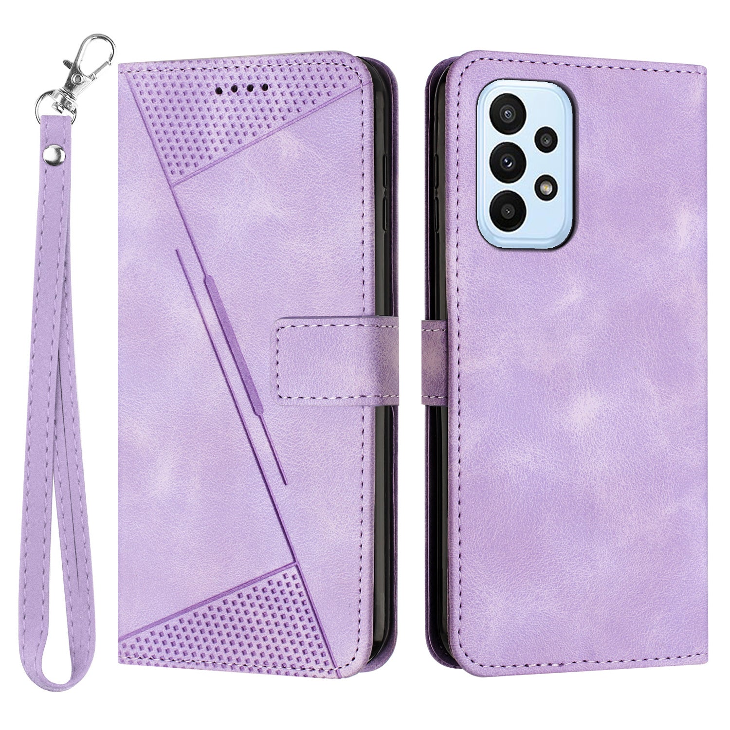 Leather Wallet Cover for Samsung Galaxy A33 5G Triangle Imprint Anti-drop Stand Phone Case with Strap Leather Wallet Cover for Samsung Galaxy A33 5G Triangle Imprint Anti-drop Stand Phone Case with Strap